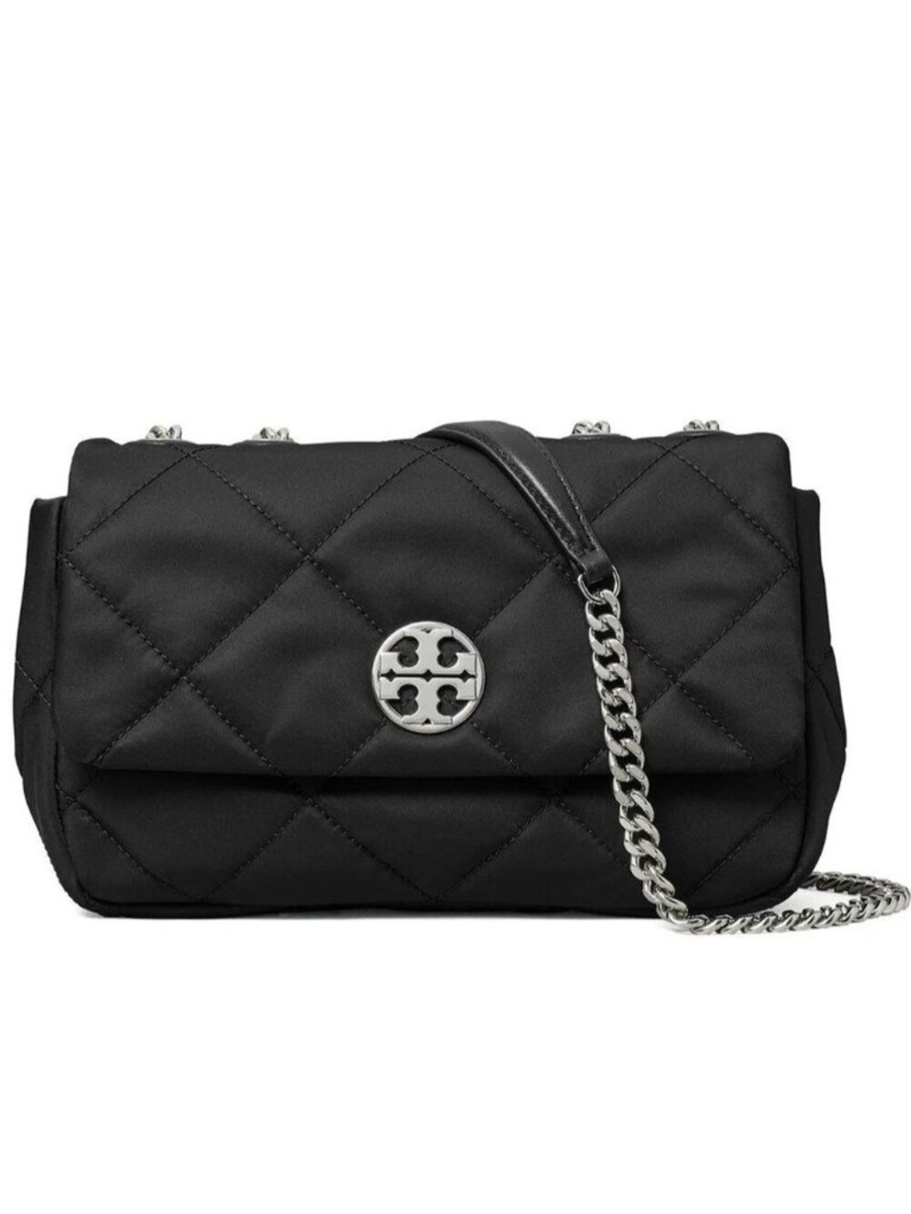 Tory Burch Willa Small Quilted Nylon Shoulder Bag Luxury Contemporary Black